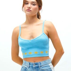 NWOT LA Hearts Blue and Yellow Cropped Tank Top